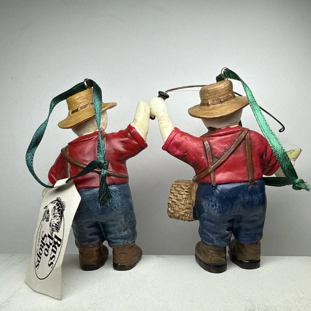 vintage‎ snowman figurines farmers Fishing . They are Christmas Collectables